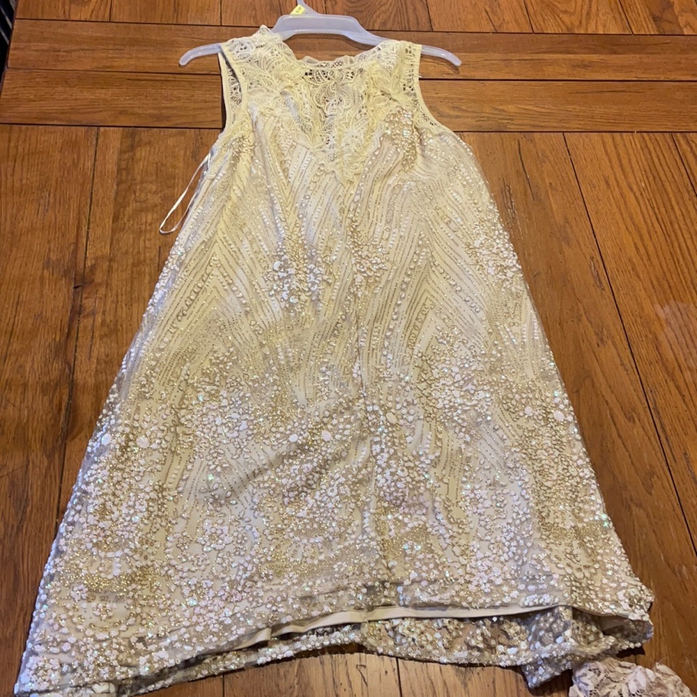 Southern Fried Chics Elegant Cream Sleeveless Dress